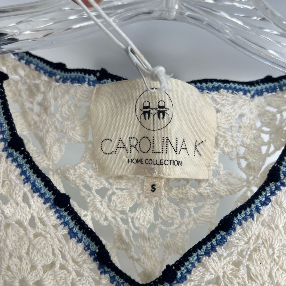 Carolina K Azul Sheer Crochet Cottagecore Bohemian Quarter Sleeve Maxi Dress S - Picture 11 of 16